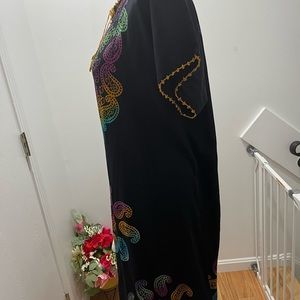 Long dress , size L, black color with colorful prints on it
